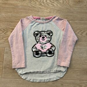 Girls Bear sequin flip silver to brown bear size 4